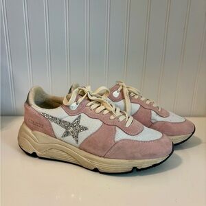 Golden Goose Pink and White Women's Sneakers - Running Sole - Pink Suede